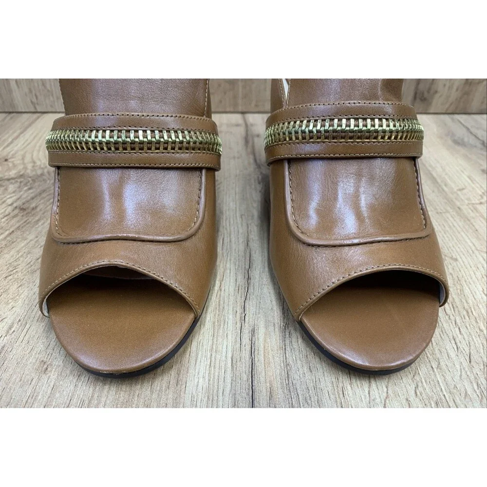 Nine West Womens Gerri Block Heel Slip On Open Toe Shoes Zipper Accent  Sz 9.5 M - Picture 5 of 16